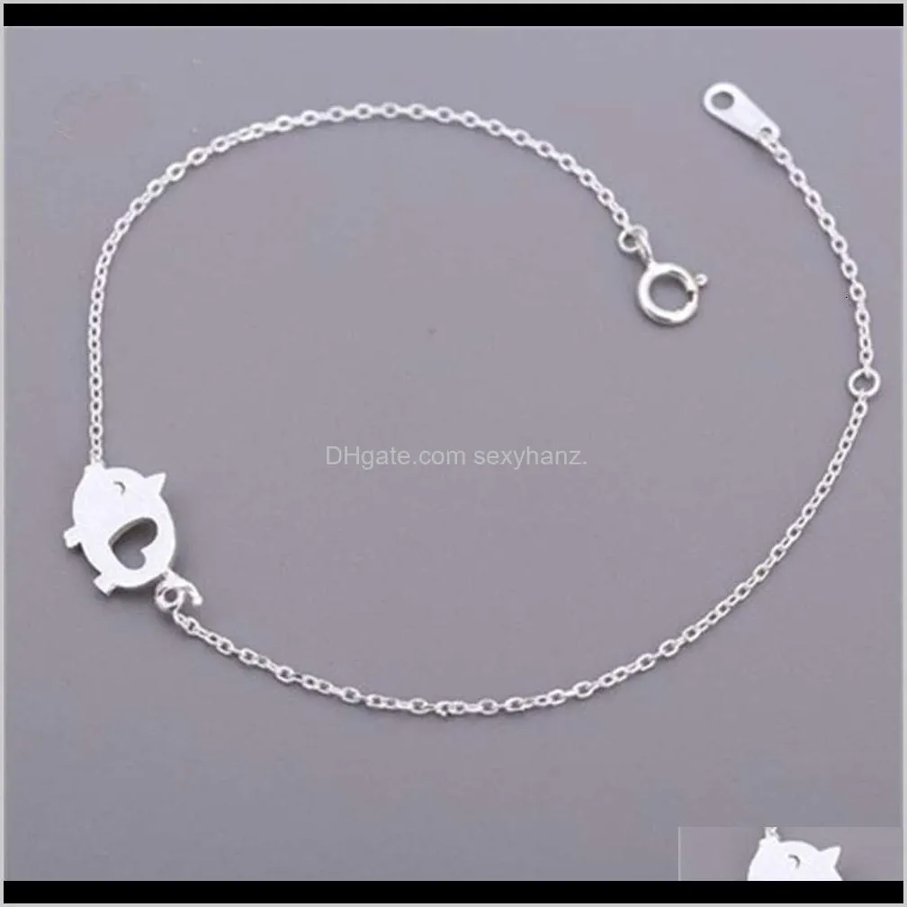 feihong jewelry plated 925 silver hand drawn pig women`s temperament bracelet lovely hollowed out friend gift