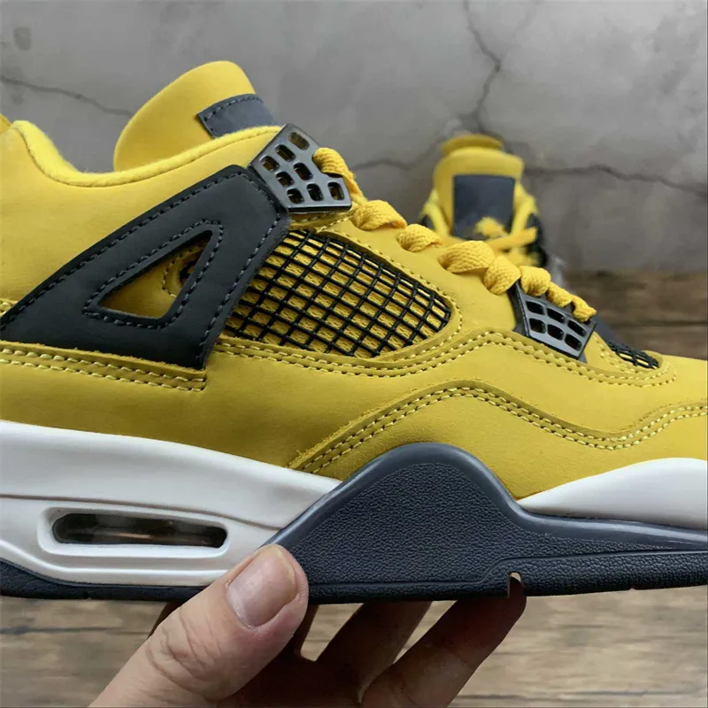 2021 Release 4 4s Lightnings Basketball Shoes Jumpman IV Yellow Grey Outdoor Sports Sneakers Ship With Box Size US7-13