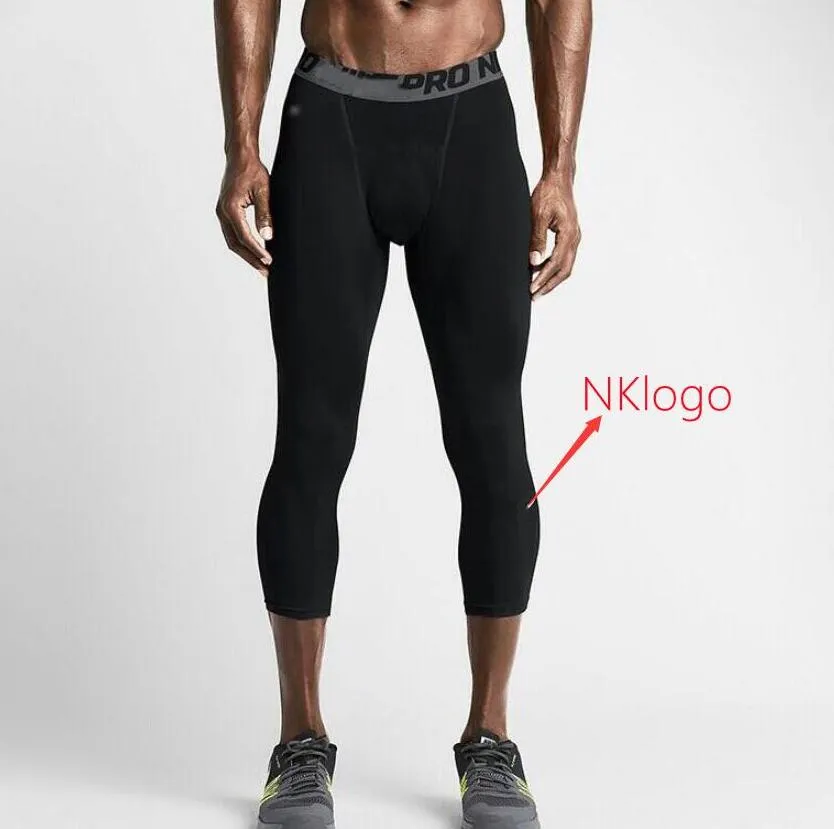 Heren stretch sneldrogende broek ademende sport strakke fitness basketbalbroek hardlooptraining compressie cropped pant leggings