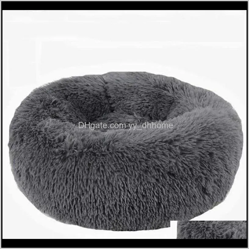 round long fur pet cat kennel bed mat colorful plush pet cat kitten sleep sofa winter keep warm christmas gift supplies