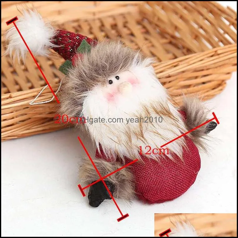 Christmas Decorations Merry Decoration 1PC Plush Santa Claus Snowman Deer Doll For Home Deocr Tree Hanging Ornaments