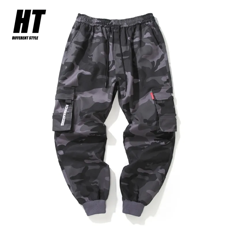 Hip Hop Cargo Pant Mens Fashion Joggers Pantalons décontractés Streetwear Rubans multi-poches Pantalons militaires Hommes Harem Pantalons Grande Taille 210723