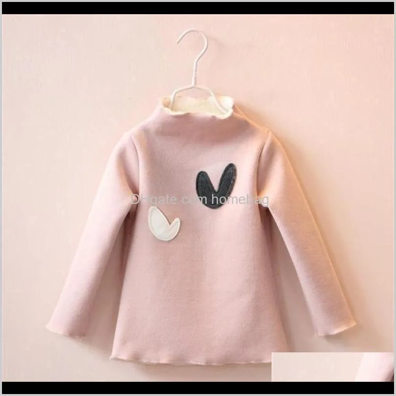 Children`s Clothing Autumn Winter Models Girls Plus Velvet Bottoming Shirt Able All-Match Cute Children`s Sweater Baby Sweet Top