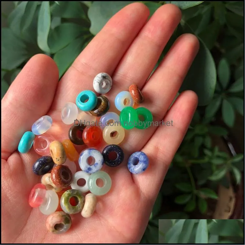 5x10mm Natural Stone Crystal Beads 4mm Big Hole Charms Pendants Shape For Necklace Jewelry Making DIY Gift Women