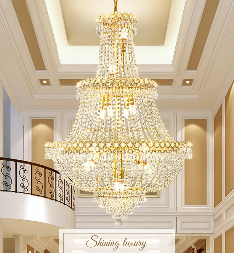 Amerikaanse gouden kristal kroonluchter led moderne chroom kroonluchters lichten vaste woning binnenverlichting 3 cirkels glanzende luxe hangende lamp hoge kwaliteit