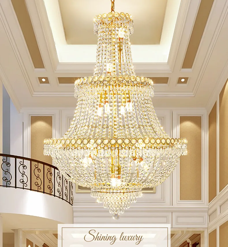 American Golden Crystal Chandelier LED Modern Chrome Chandeliers Lights Fixture Home Indoor Lighting 3 Circles Shining Luxury Hanging Lamp High quality