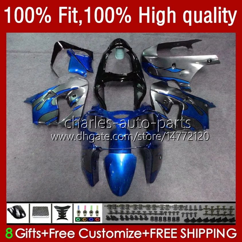 اللهب الحمراء الجسم لKAWASAKI ZX900 ZX9 R ZX 9R 9 R 900 900CC 00 01 56HC.42 ZX900CC ZX9R 02 03 2002 2003 2000 2001 عدة ZX9R كاملة Fairings لل