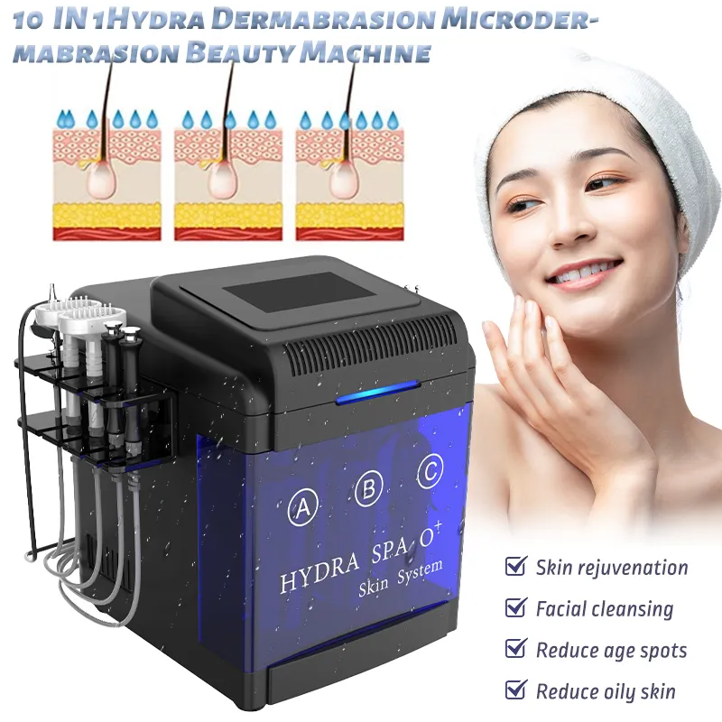 Portable 10 en 1 eau Dermabrasion diamant peau Peel nettoyage en profondeur Hydro Microdermabrasion Machine BIO radiofréquence équipement de salon de beauté