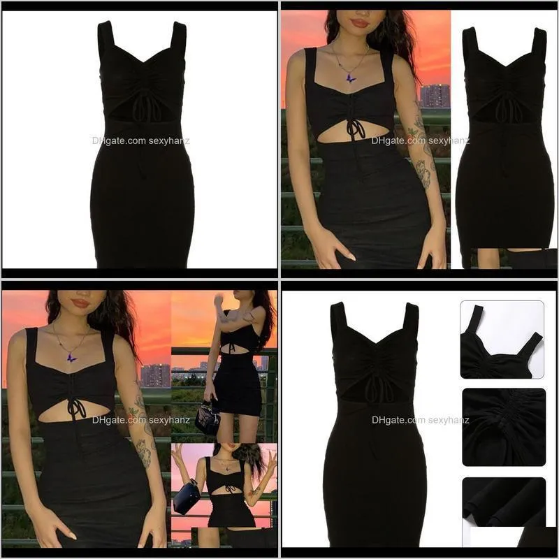 women sleeveless sexy v-neck black bodycon mini dress backless ruched drawstring front hollow out high waist clubwear