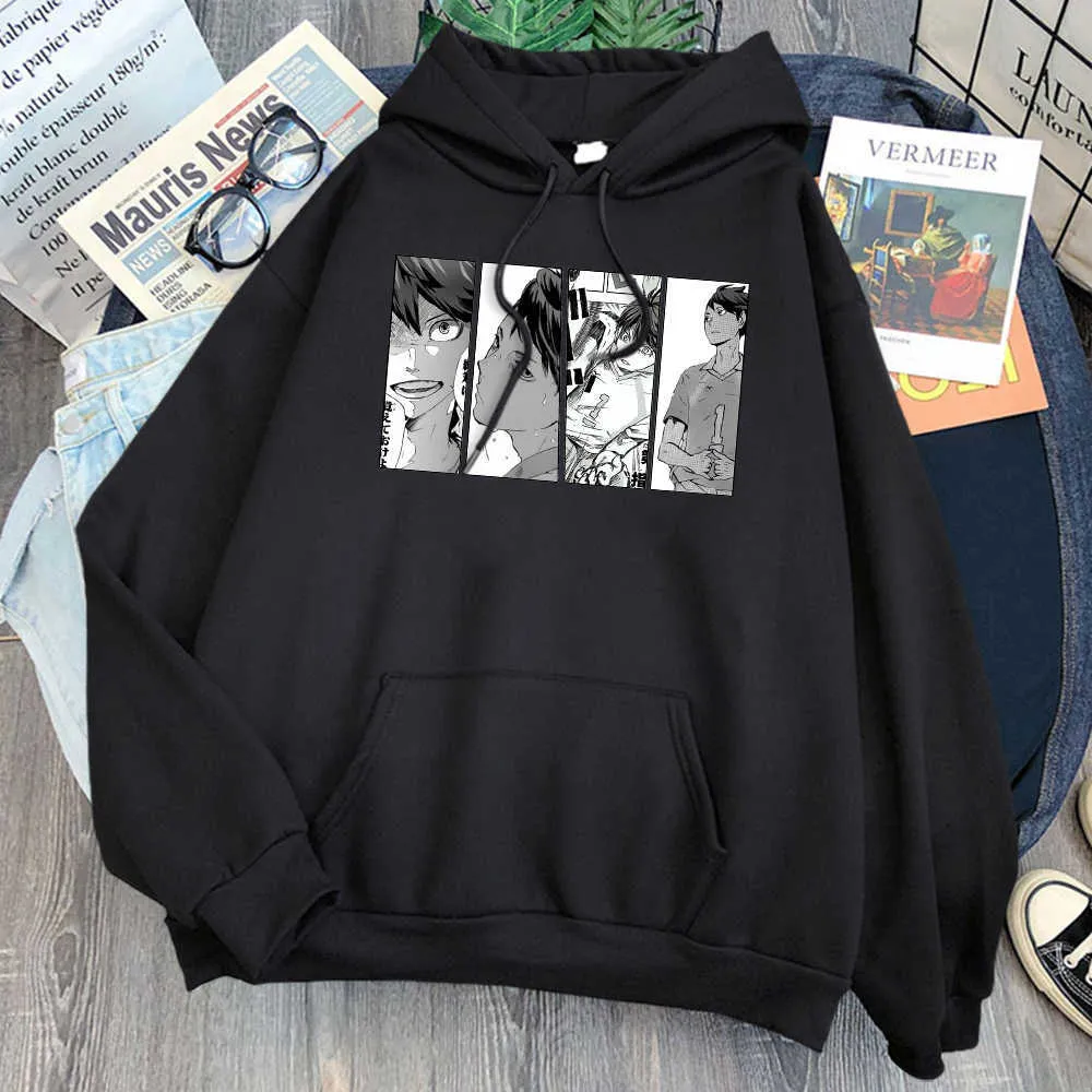 Oikawa Tooru Haikyuu Hoodies Adam Anime Karikatür Moda Polar Sıcak Tişörtü Pockets Hoody 2021 Erkek Kpop Hip Hop Streetwear H0909