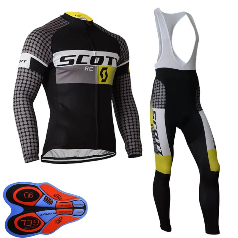 Spring/Autum SCOTT Team Mens cycling Jersey Set Long Sleeve Shirts Bib Pants Suit mtb Bike Outfits Racing Bicycle Uniform Outdoor Sports Wear Ropa Ciclismo S21042014
