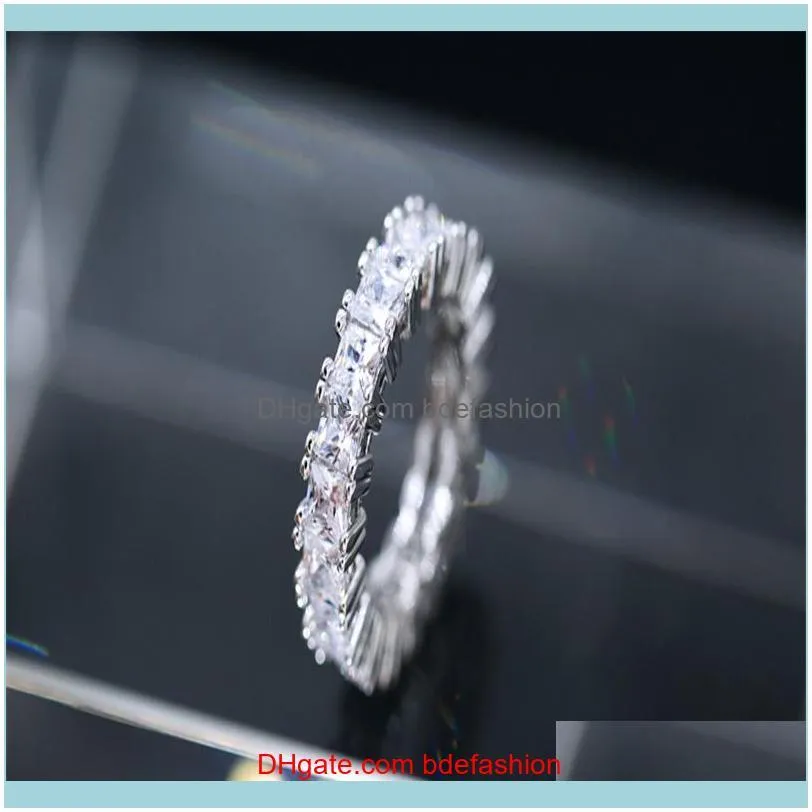 New White Gold Plated Clear CZ Zircon Rings For Women Girls Gifts Shining Crystal Wedding Engagement Ring