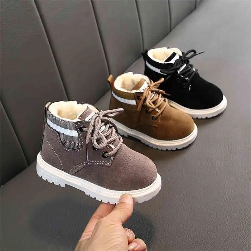 Baby Girls Boys Winter Boots Infant Toddler Plush Martin Soft bottom Non-slip Children Kids Outdoor Cotton shoes 210830