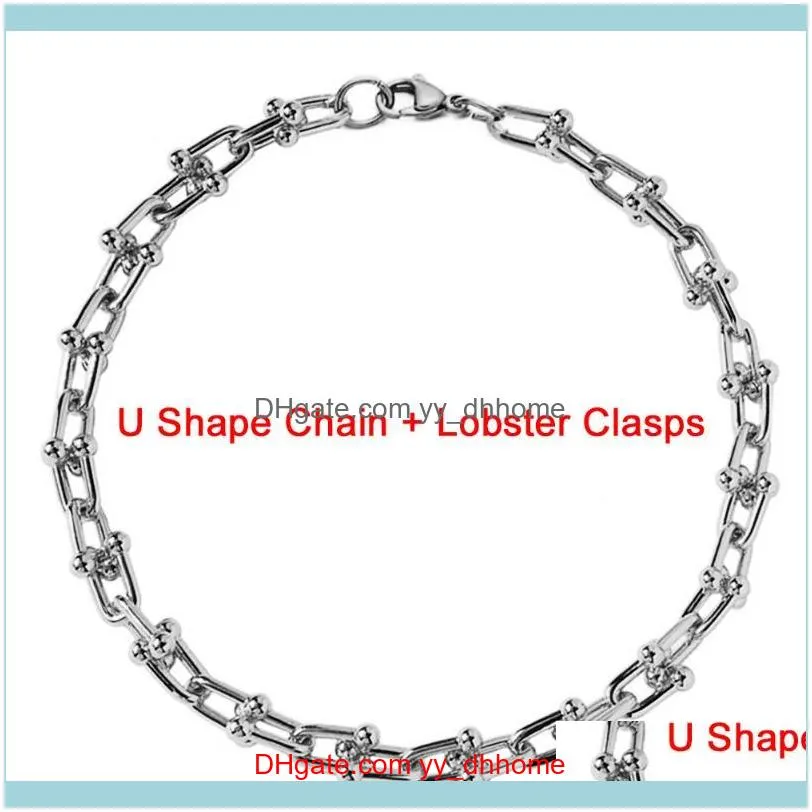 100% Stainless Steel Heavy Duty Chain Necklace For Women Gold/Silver Gold Metal U-Shaped Chunky Chian Toggle Choker Femme Chokers