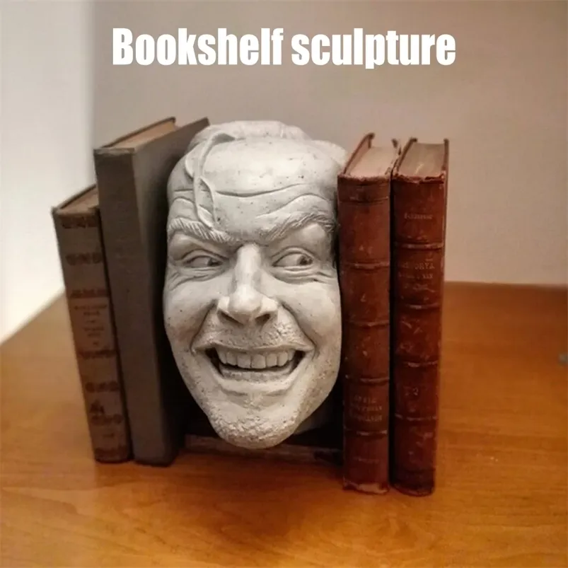 Escultura da Livro Brilhante Biblioteca Heres Johnny Escultura Resina Desktop Ornament Book Book KSI999 210811