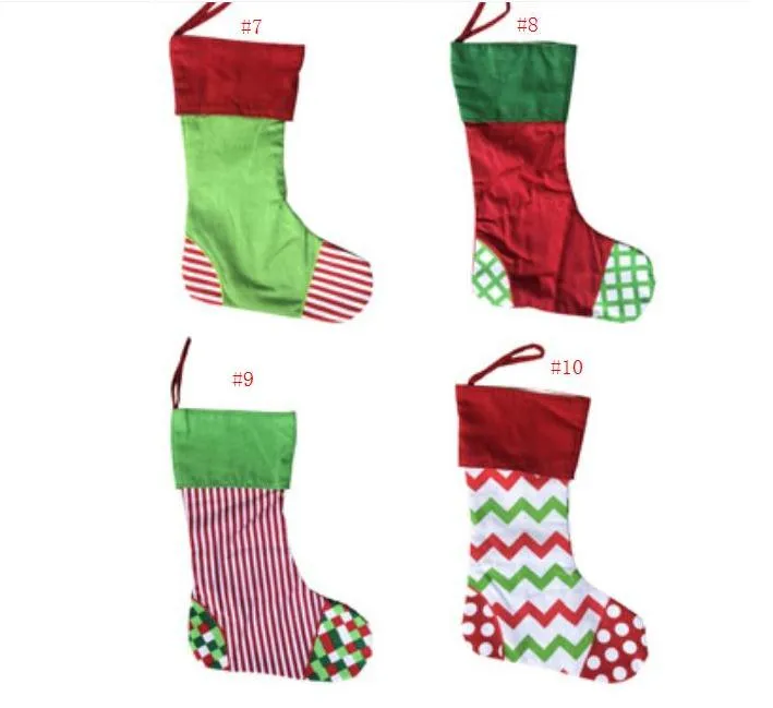 New Designs Christmas Stocking Embroidered Personalized Stocking Gift Bag Xmas Tree Candy Ornament Family Holiday Stocking SN1261
