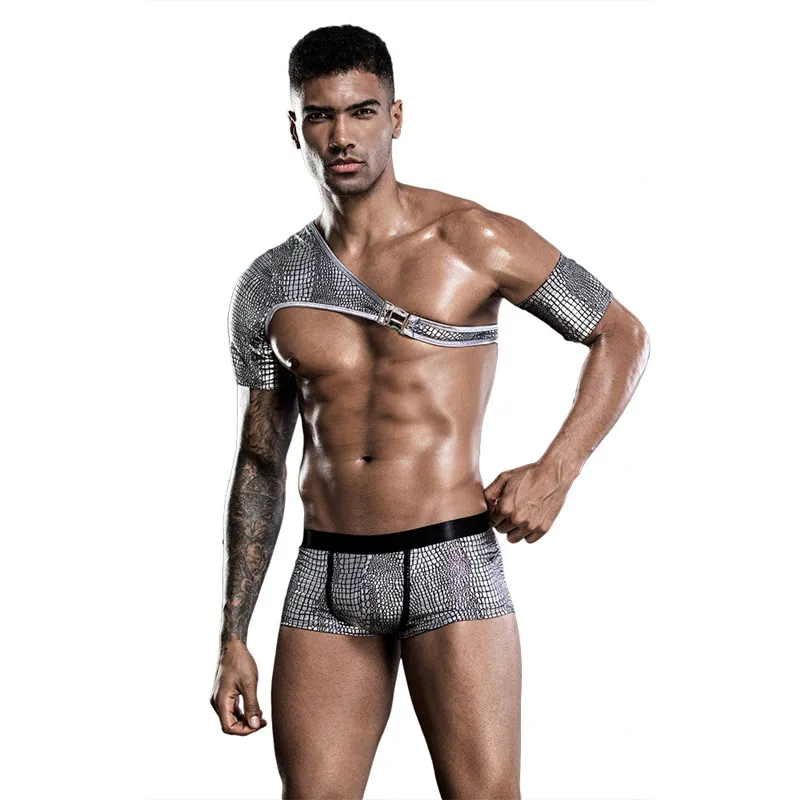 Intimo da uomo sexy Set uniforme da discoteca europea e americana con motivo a pelle di serpente