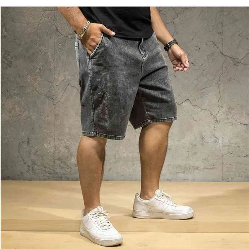 Men's Denim Shorts Summer Plus Size 6xl 7XL Casual Loose Stretch Cowboy High Waist Short Jean Male Large Size Denim Breeches 210720