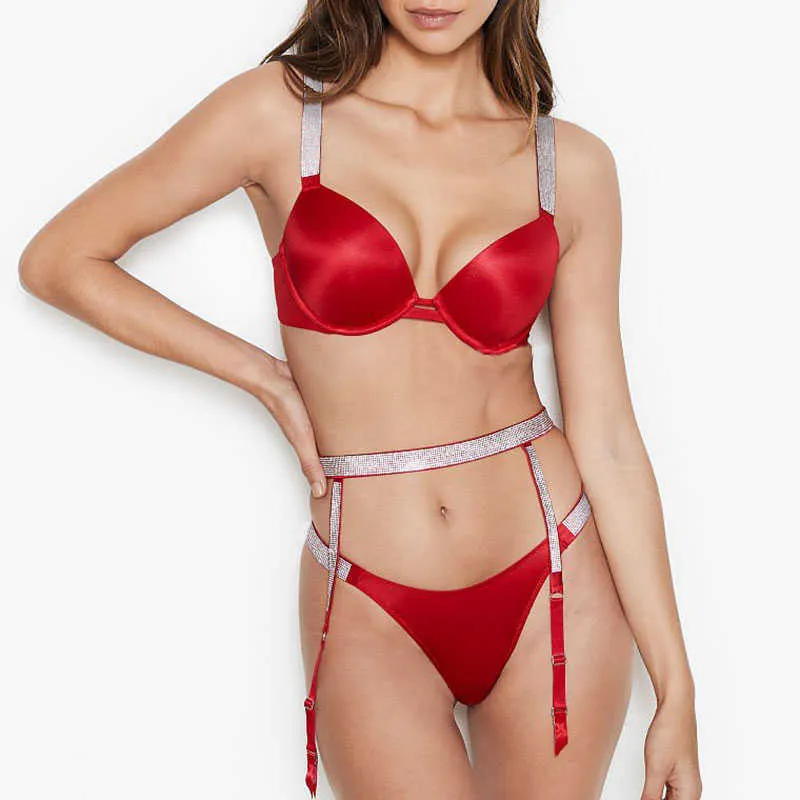 Sexy Summer Rhinestone Deep V Bra And Solid Brief... From Bailixi04, $16.61 