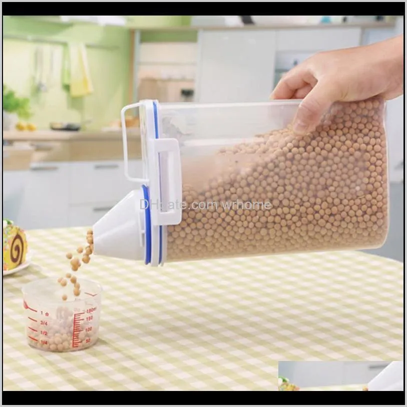 Rice Beans Stoarge Jar With Seal Cover 4 Lattices Refrigerator Preservation Container Plastic Kitchen Storage Box QW Bottles & Jars