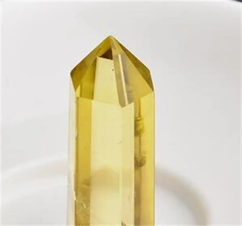Naturlig Citrin Quartz Crystal Wand Point Reiki Healing Natural Stones och Minerals som Present Free 596 S2