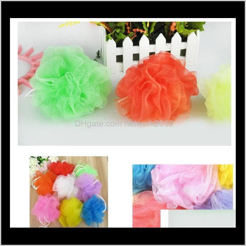 multi colors 8g/15g/20g/30g bath shower sponge pouf loofahs nylon mesh brush shower ball, mesh bath and shower sponge