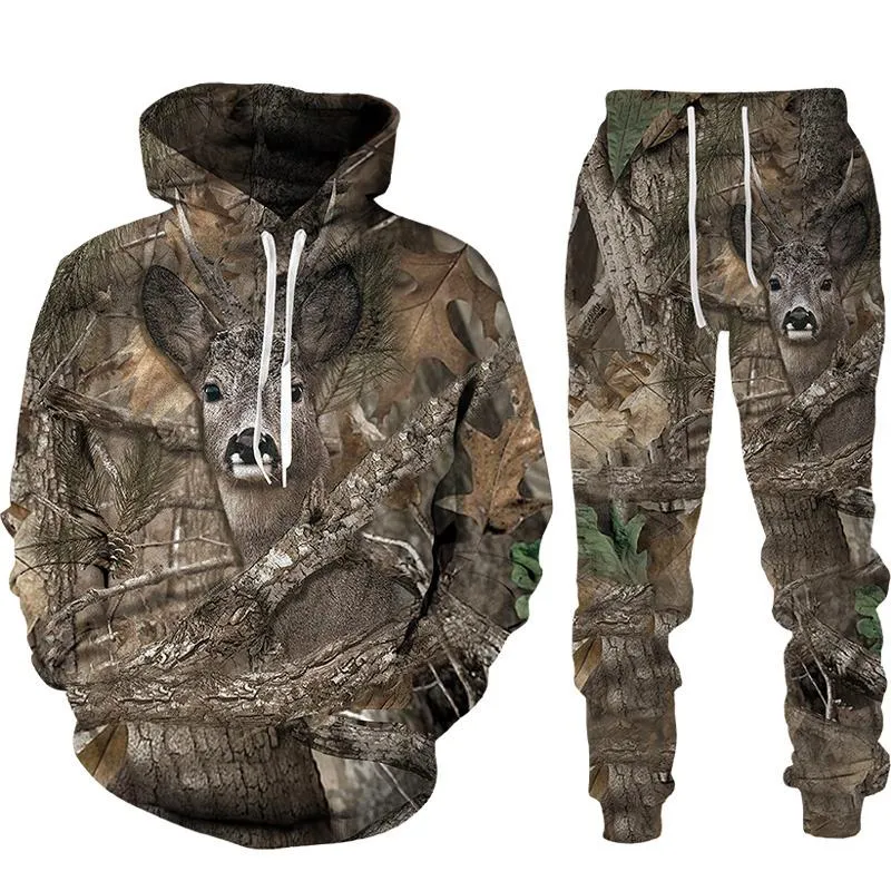 Survêtements pour hommes Animal 3D imprimé sweats à capuche ensembles rue survêtement décontracté à manches longues à capuche costume mâle Camouflage vêtements