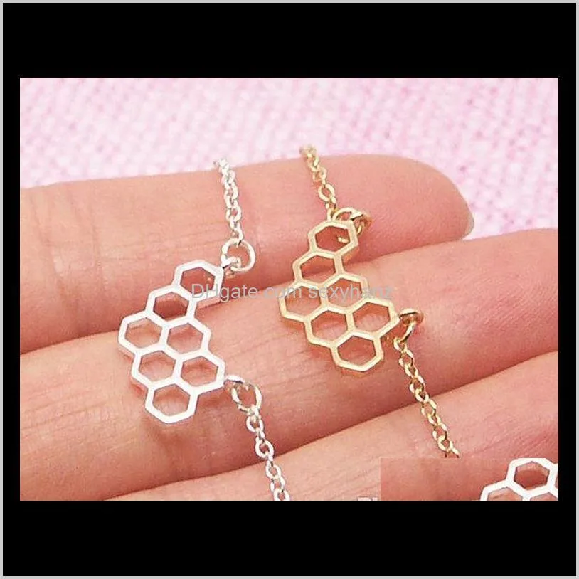 Charme sieraden drop levering 2021 5 stks goud sier schattige bijenkorf honingraat honing bijen kam hive armband zeshoek armbanden bvheq