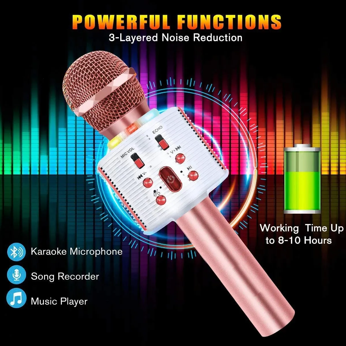 FISHOAKY Karaoke Microphone, Bluetooth Karaoke Machine Kids