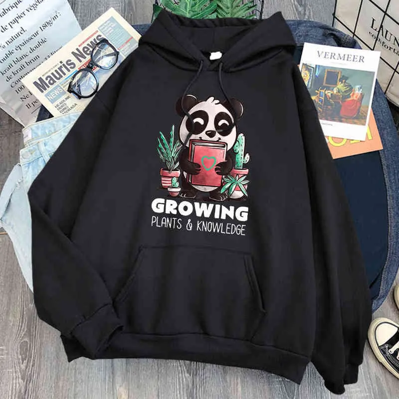 Men Hoodies Cute Panda Print Harajuku Loose Fleece Clothes Loose Casual Sweatshirts Hoodie Fashion Male Brand Hip Hop Streetwear H1227