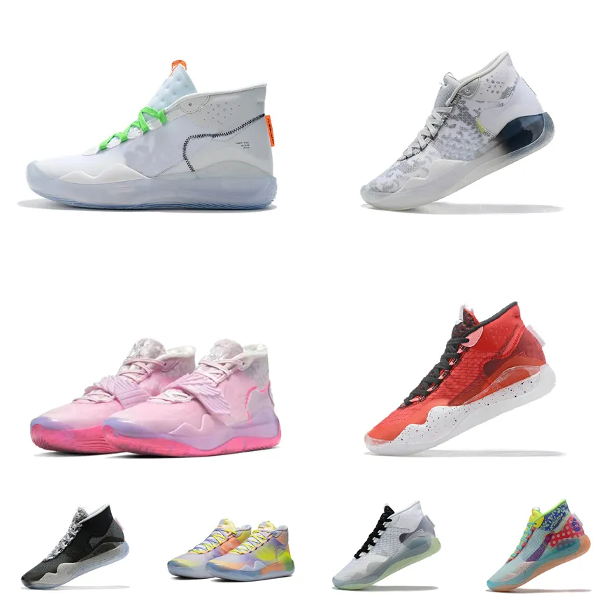 Mens KD 12 shoes Kevin Durant 12s xii sneakers tennis for sale Wolf Grey Pink Red White Black Cement Glow in dark ASW kd12 trainers with box size 7