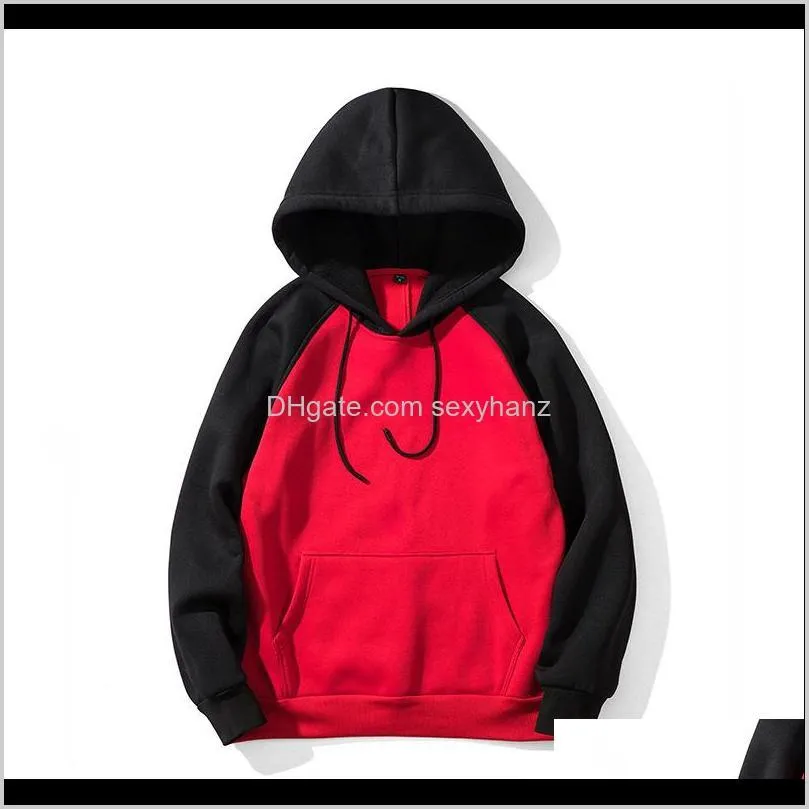 men`s sweater winter sports sweater color blocking fleece long sleeved style loose hooded sweater men s-2xl