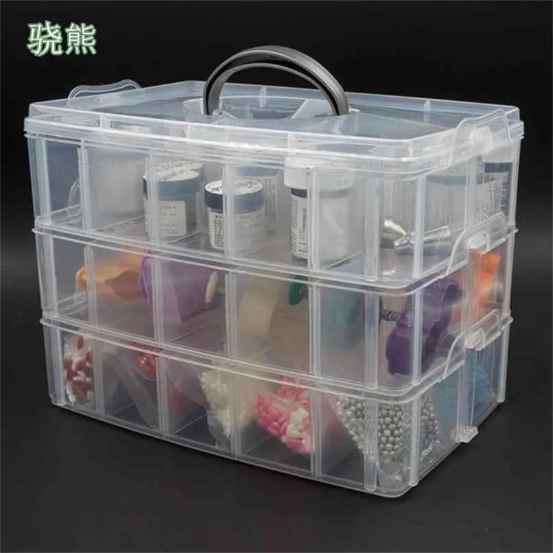 30 Grids Plastic Storage Box Portable Detachable Home Organizer Transparent Makeup porta joias 210922