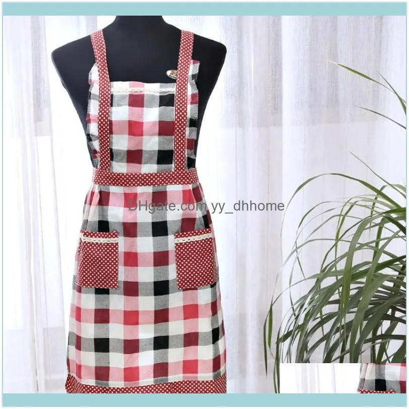 Dust-proof Cooking Kitchen Apron Printing Apron Thicken Polyester Bib With Pockets For Adult Women Restaurant Sleeveless1