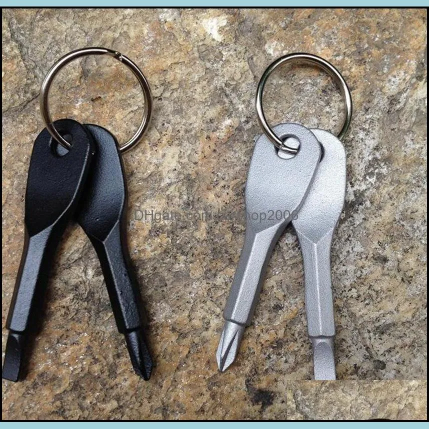 Pocket Outdoor Tool Screwdriver Stainless Steel Key Ring Keychain Multi Tool Key Pendants Key Ring multifunction Screwdriver KKA7784
