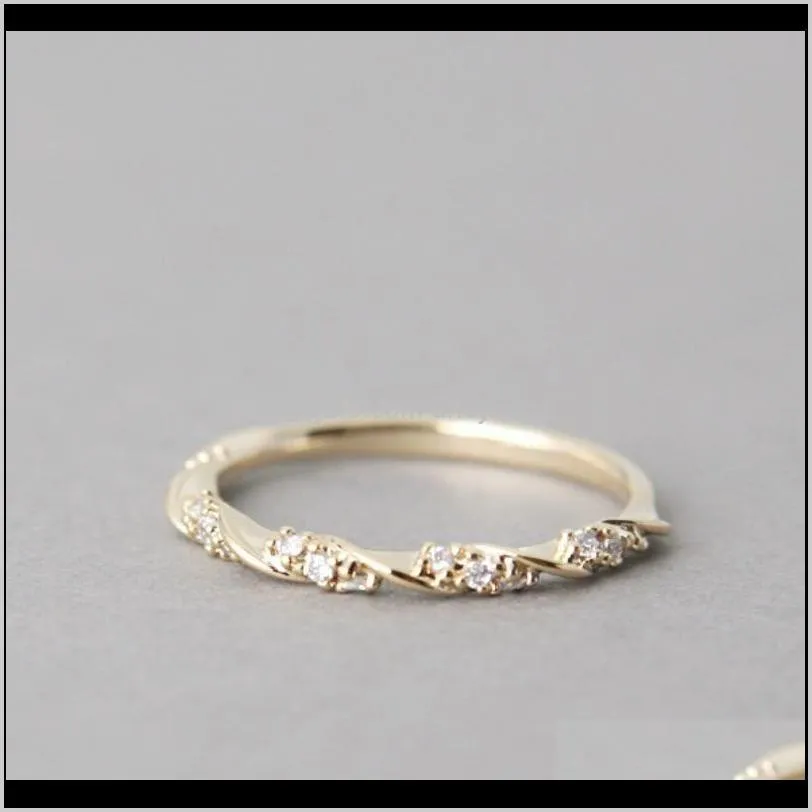 european and american fashion simple set diamond twist ring for women