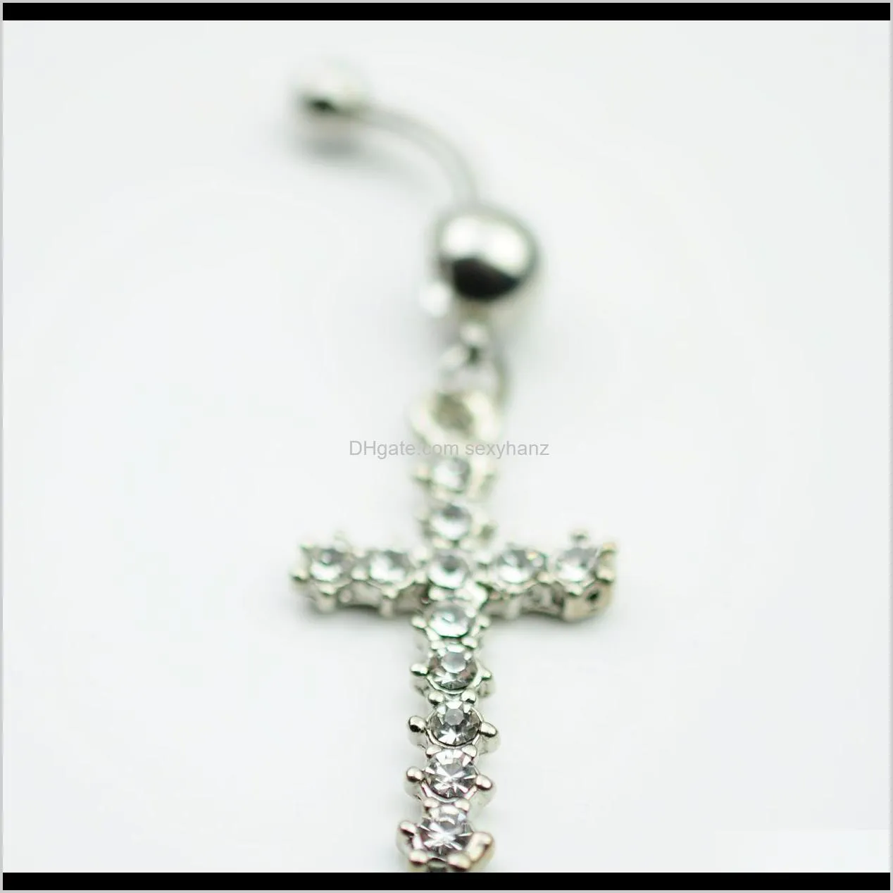 d0192 ( 1 color ) the cross style 018-01 belly button navel rings with clear stones body piercing jewelry shipping