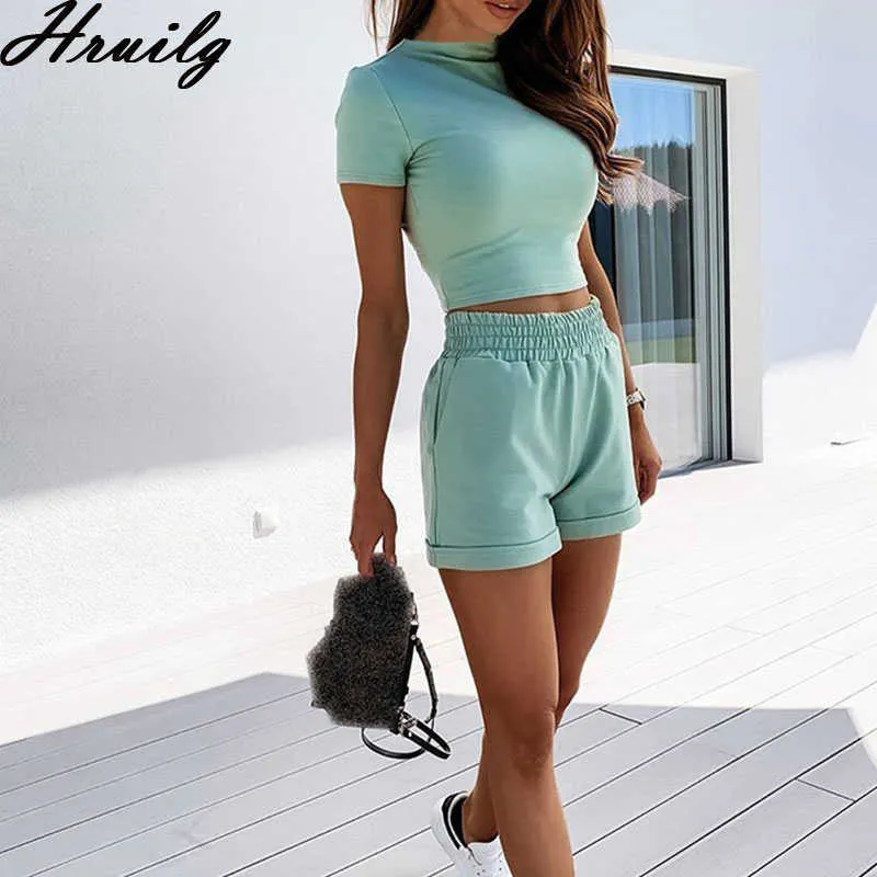 Pantalón Corto Crop Top Y Short Conjunto Conjunto Deportivo De Dos