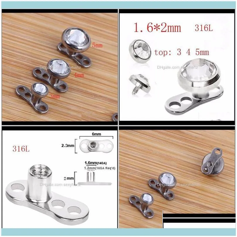 Plugs & Tunnels Drop Delivery 2021 316L Stainless Steel Skin Diver Piercing Micro Dermal Jewelry Body