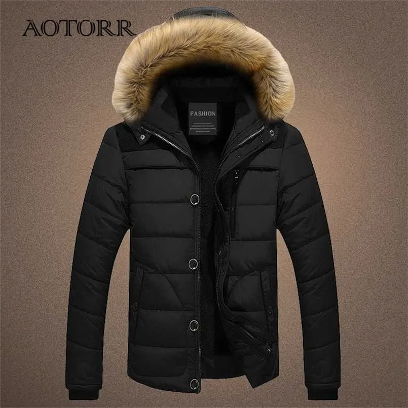 Меховой воротник с капюшоном Parkas мужская зимняя густая мужская куртка для пиджака мода теплый пальто человек шерстяной лайнер ветрозащитный мужчина Parka Casaco 2111129