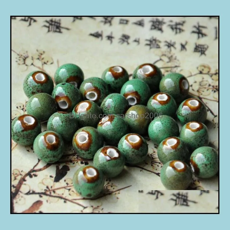 10mm Ceramic Loose Beads DIY Round Woven Material Flower Glaze Bead