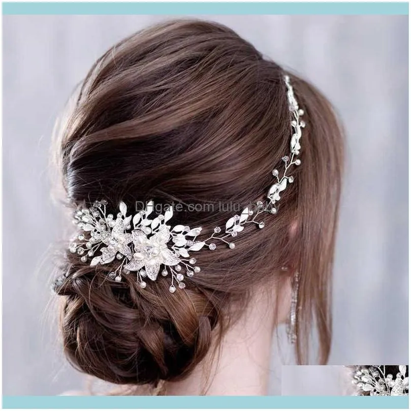 Juvelrypearl s för kvinnor aessory bröllop blommor brud hår smycken brud tiara pannband släpp leverans 2021 hczs4