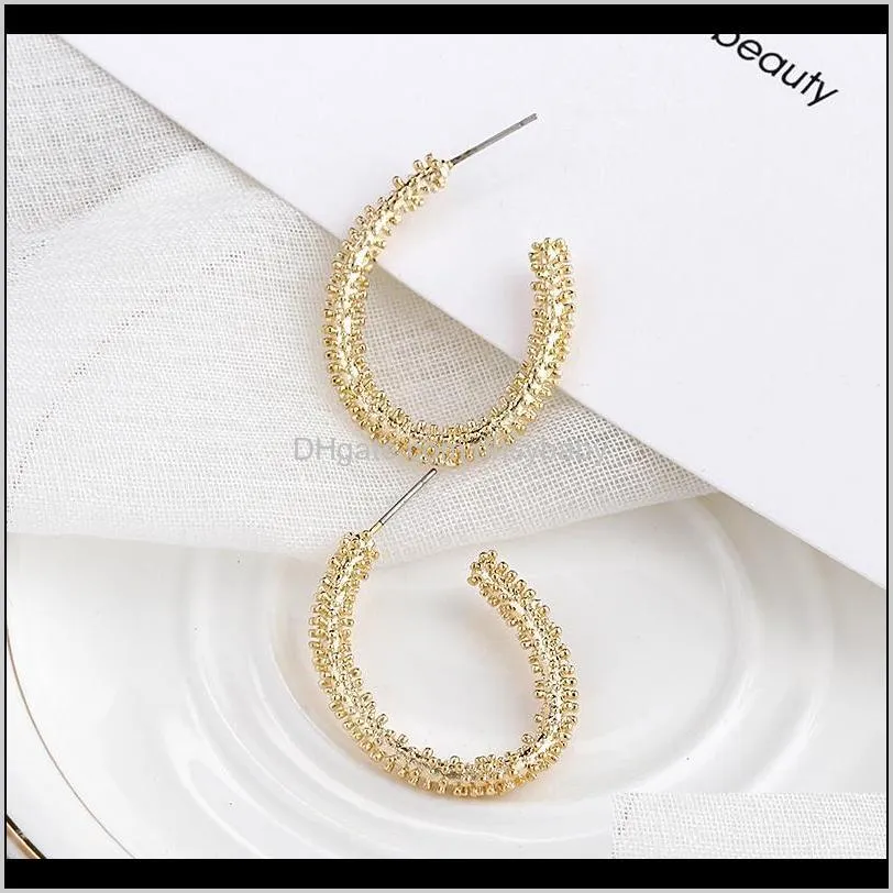 trendy korean unique design gold color oval hoop earrings simple charm open circle earrings for women fashion jewelry