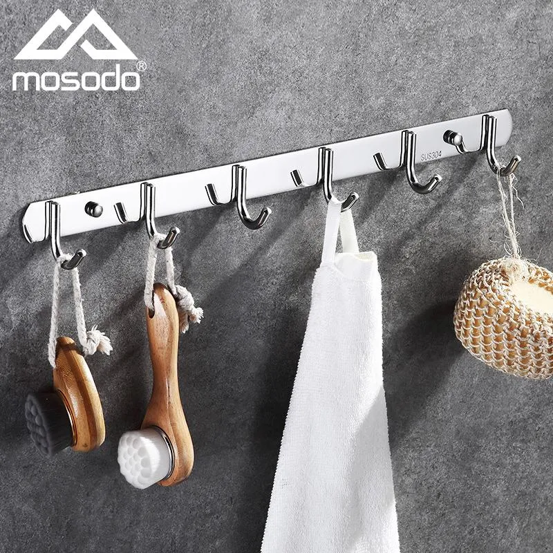 Ganci Rails Wall Punch Free Towel Appeso Ripiani E Supporti In Acciaio Inossidabile Per Cucina Governante Fila Bagno Gancio