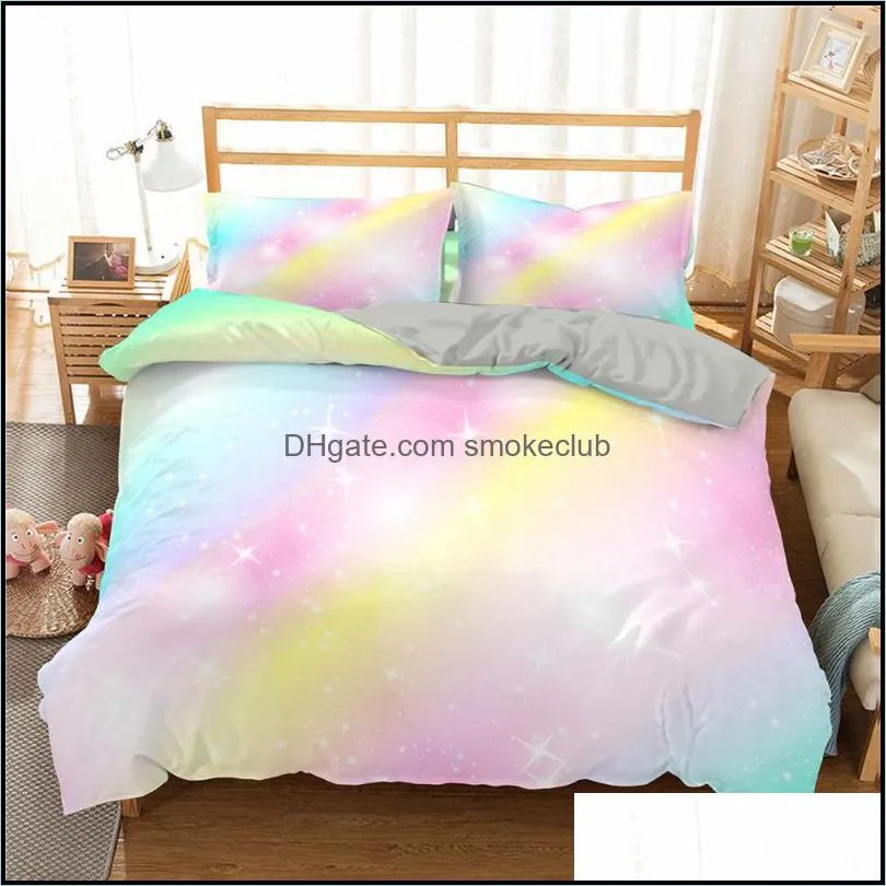 Bedding Sets Kids Colorful Glitter Set Women Girls Shining Duvet Cover With Pillowcase 2/3 Piece Queen King Full Size Trendy Bedcloth