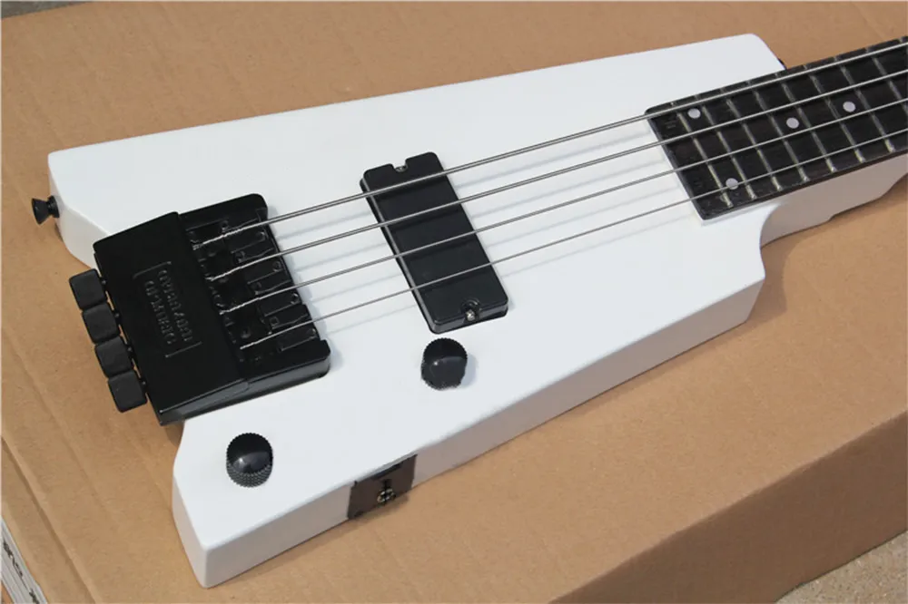 Factory Outlet 4 Strings White Headless Electric Bass Guitar With