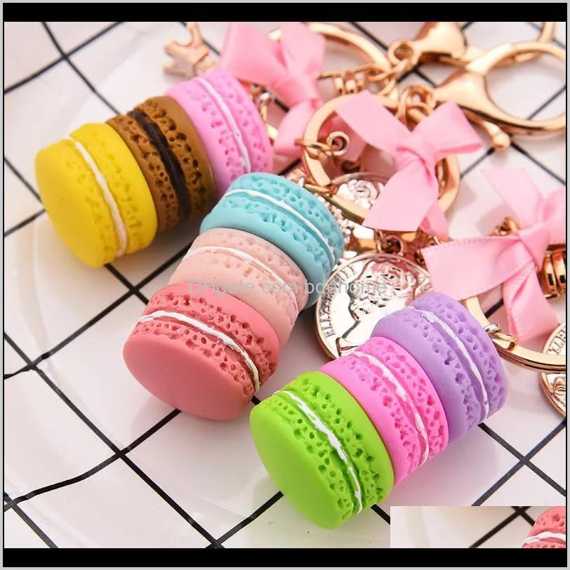 cute keychain women cake key chain fashion cute french pastries keychain bag charm car key ring wedding party gift jewelry