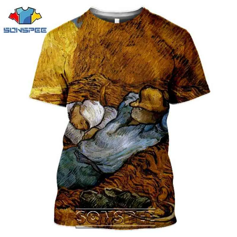 SONSPEE T-shirts Van Gogh 3D Print Men Women Casual Fashion Hip Hop Vintage Short Sleeve Streetwear Starry Night Tees Tops Shirt (3)