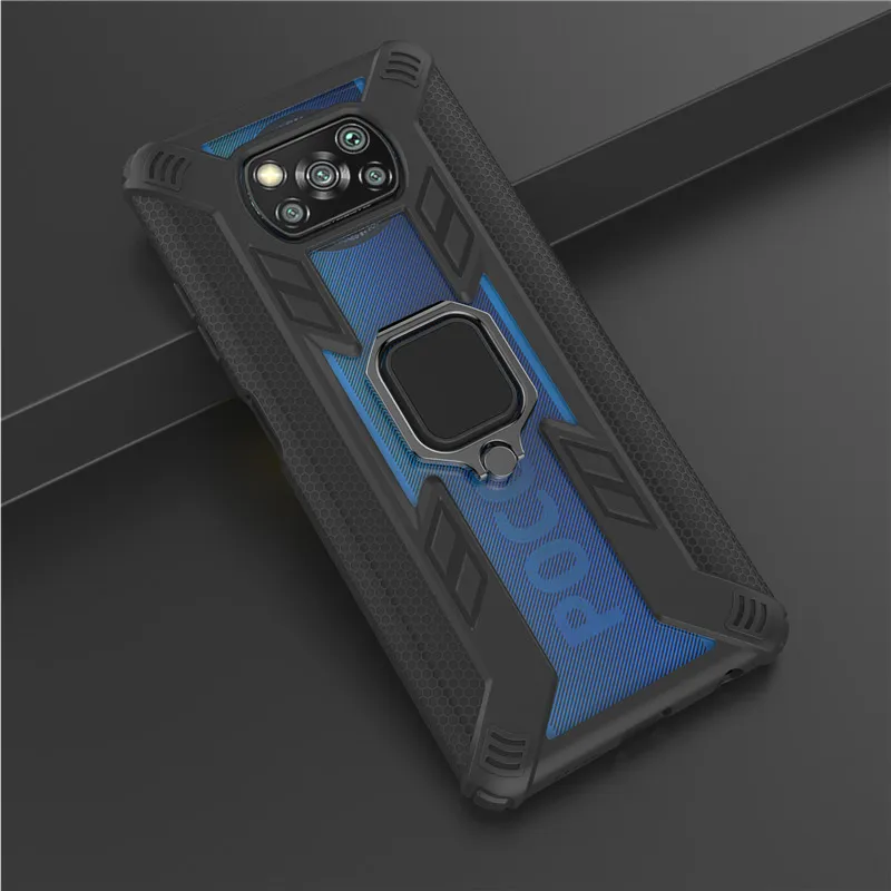 Shockproof Magnetic Metal Ring Cover Cases For Xiaomi Poco X3 Nfc, Transparent Silicone Soft Back Cover For Poco M2 F2 X3 Pro