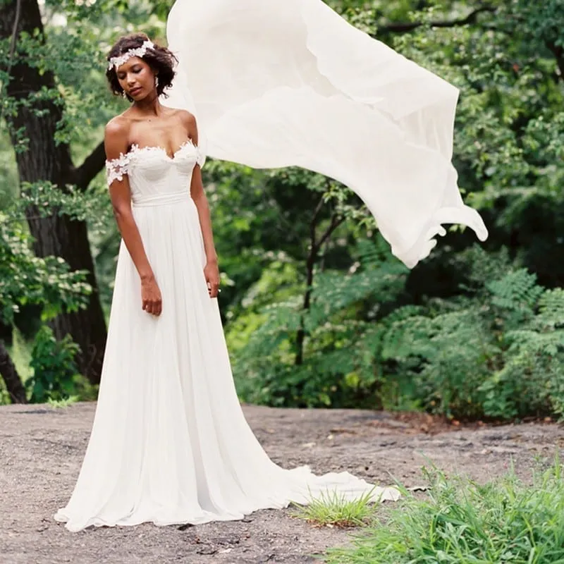 Off the shoulder chiffon wedding dress 2025